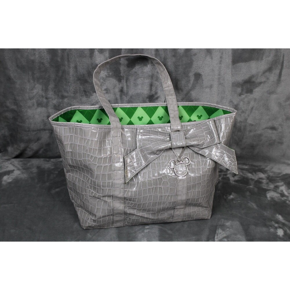Disney World Disneyland Resorts Mickey Mouse Tote Gray with Green Lined Bag